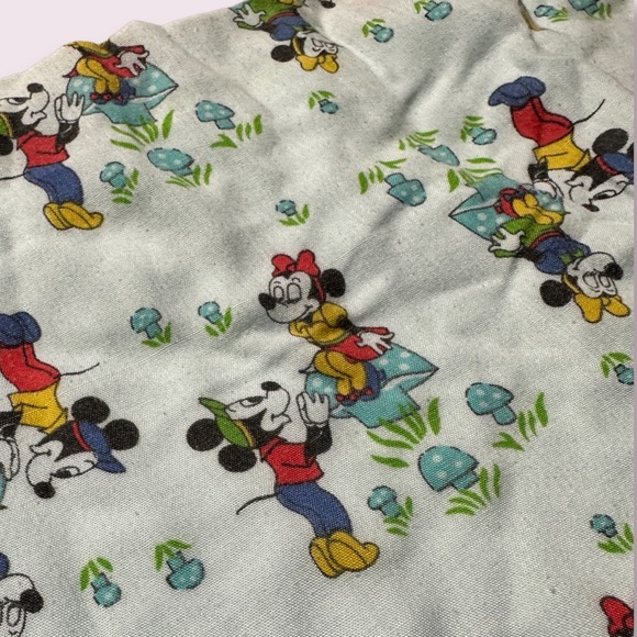 Vintage Disney Mickey And Minnie Mouse Light Blue Outdoor Mushroom Scene Blanket - Picture 3 of 6